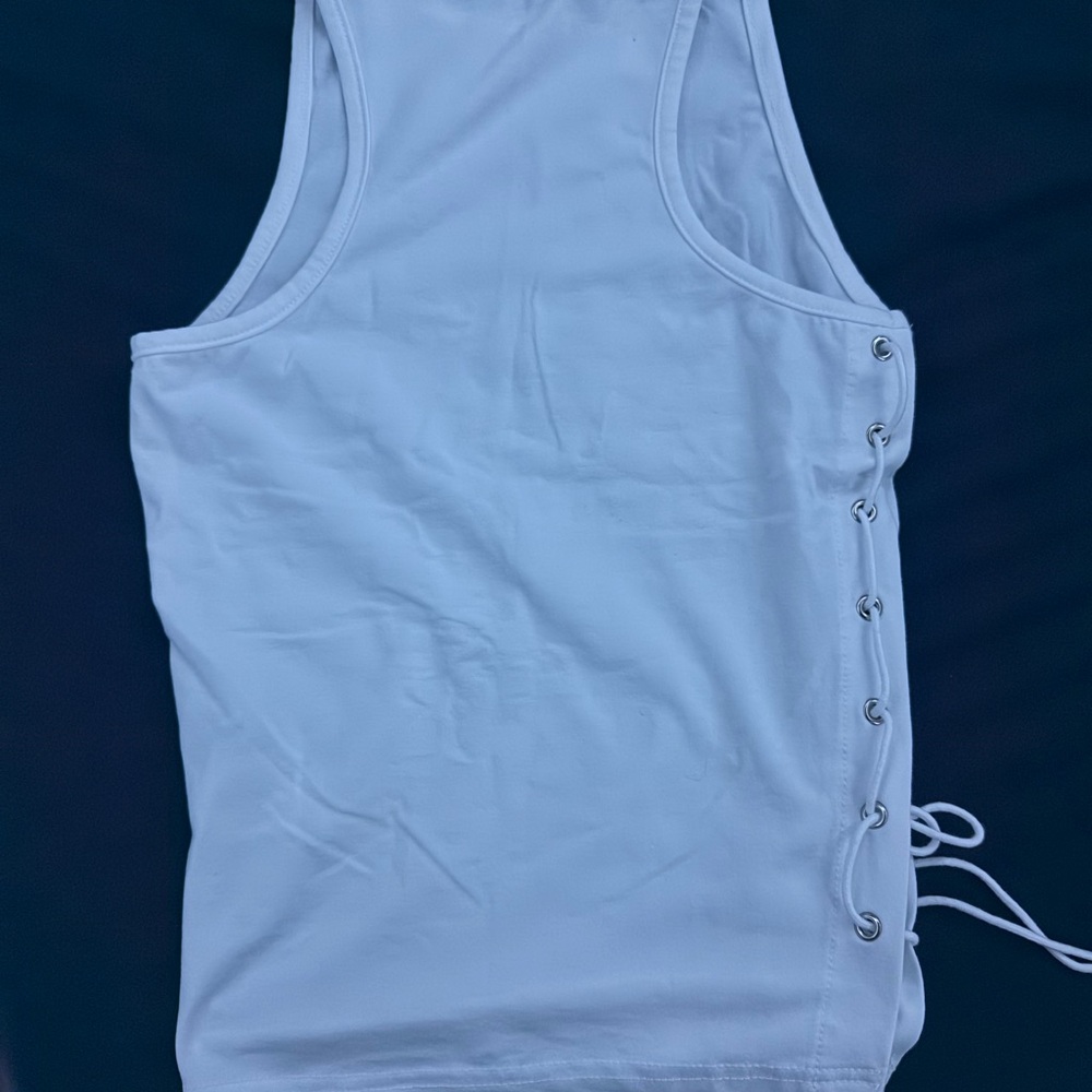 White Lace-Up Side Tank Top
